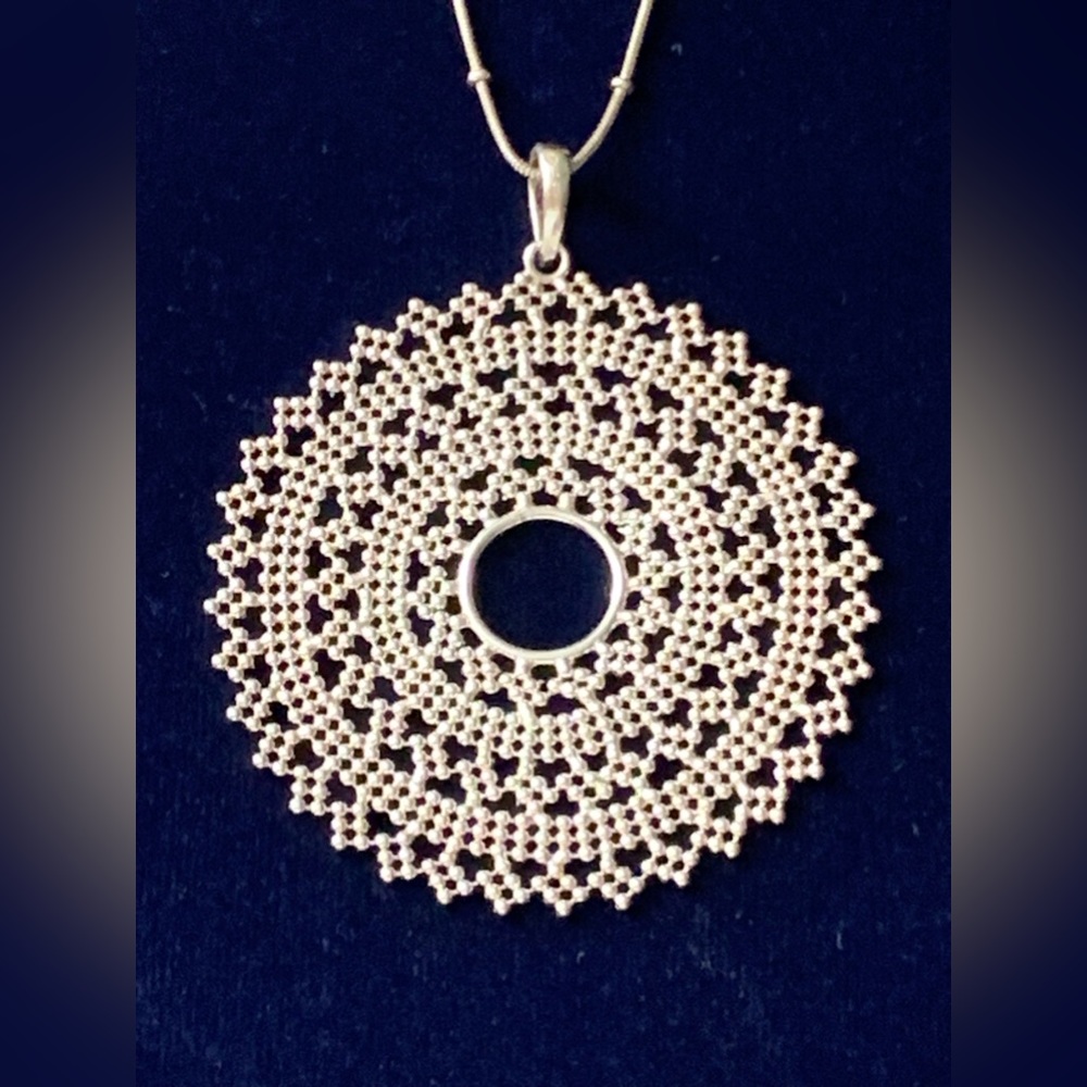Vintage Signed JCM 925 ITALY Sterling Silver Beaded Pendant / Necklace 24”